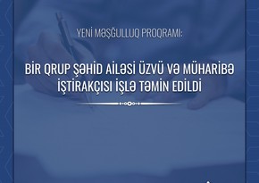 Daha bir qrup şəhid ailəsi və müharibə iştirakçısı işlə təmin edildi