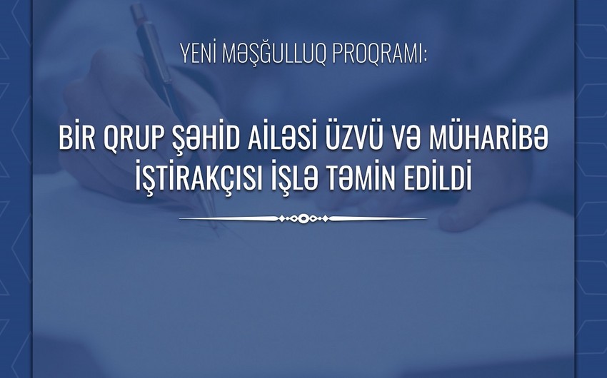 Daha bir qrup şəhid ailəsi və müharibə iştirakçısı işlə təmin edildi