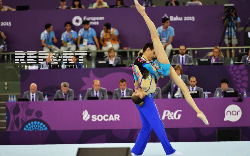 Azerbaijani acrobatic duet took 5th place at Baku 2015