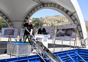 President Ilham Aliyev lays foundation stone for administrative building in city of Kalbajar