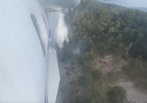 Azerbaijan's amphibious aircraft battles forest fire in Türkiye