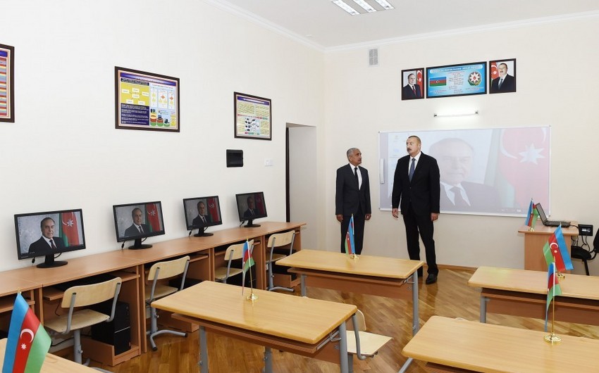 President Ilham Aliyev views conditions created at secondary school No 192 in Zabrat after major overhaul