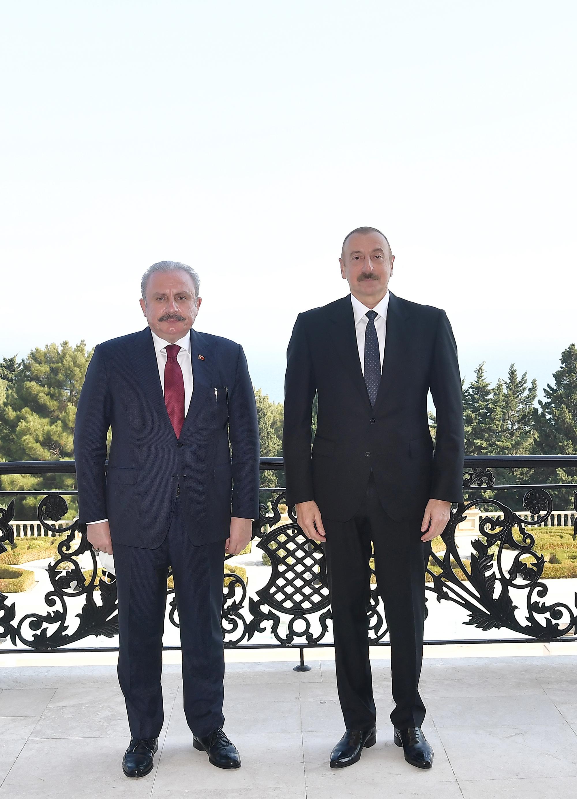 Azərbaycan Prezidenti Türkiyə parlamentinin Sədrini qəbul edib - FOTO
