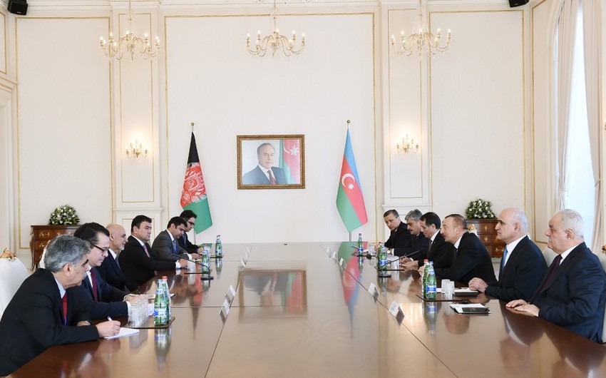 Состоялась встреча президента Ильхама Алиева и президента Мохаммада Ашрафа Гани в расширенном составе