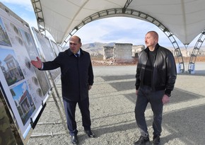 President Ilham Aliyev laid foundation stone for village of Giyasli in Aghdam district