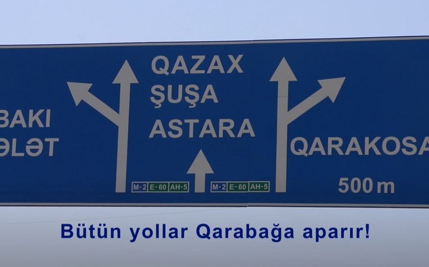 Boards indicating direction and distance to Karabakh installed