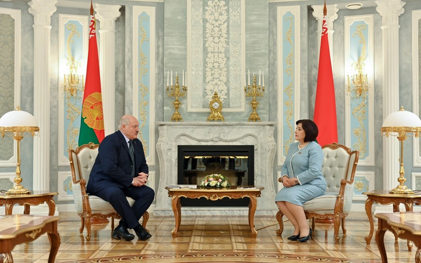 Belarus Prezidenti Azərbaycan Milli Məclis sədrini qəbul edib, ikitərəfli əlaqələrin inkişafı müzakirə olunub