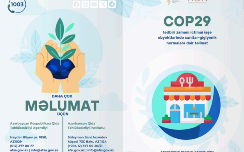 COP29 zamanı restoranlar qarşısında sanitar-gigiyenik normalara dair qoyulan tələblər açıqlanıb