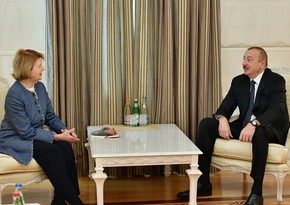 Baroness Emma Nicholson congratulates President Ilham Aliyev