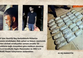 İran vətəndaşından əldə edilən 41 kiloqram narkotik dövriyyədən çıxarılıb, iki nəfər həbs olunub