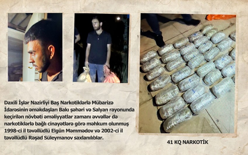 İran vətəndaşından əldə edilən 41 kiloqram narkotik dövriyyədən çıxarılıb, iki nəfər həbs olunub