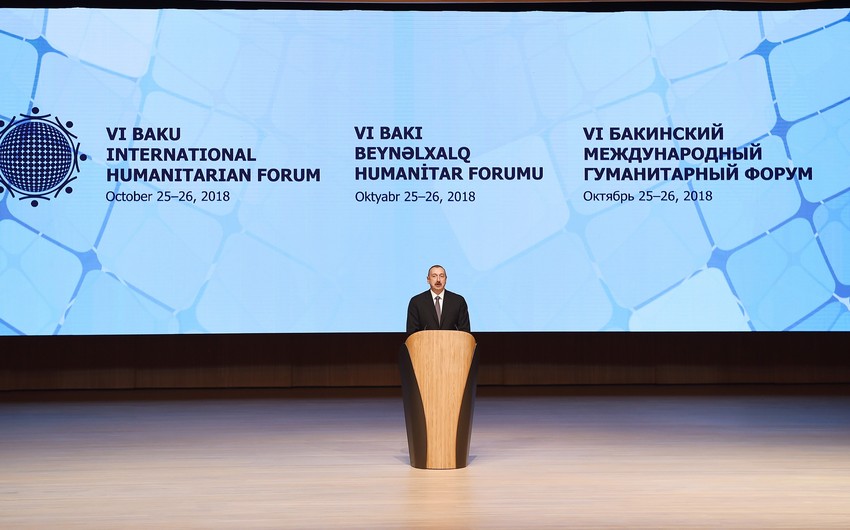 Prezident İlham Əliyev Bakıda VI Beynəlxalq Humanitar Forumun rəsmi açılış mərasimində iştirak edib - VİDEO - YENİLƏNİB