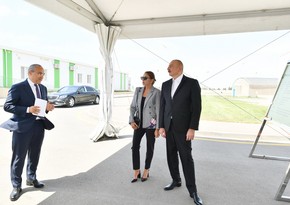 Ilham Aliyev and Mehriban Aliyeva view enterprise of Grand-Agro Invitro LLC 