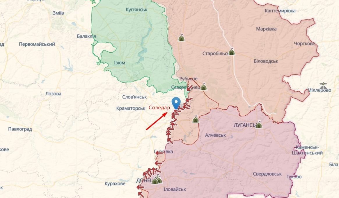 Карта украины соледар город на карте