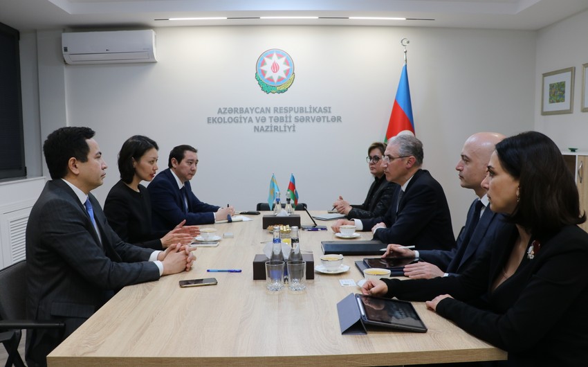 Azerbaijan's ecology minister discusses COP29 with adviser to Kazakh president