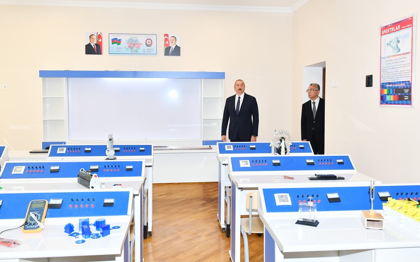 President Ilham Aliyev views conditions created at secondary school No35