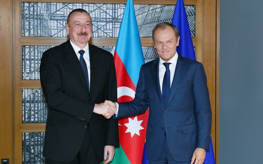 Президент Ильхам Алиев встретился с президентом Совета Европейского Союза Дональдом Туском