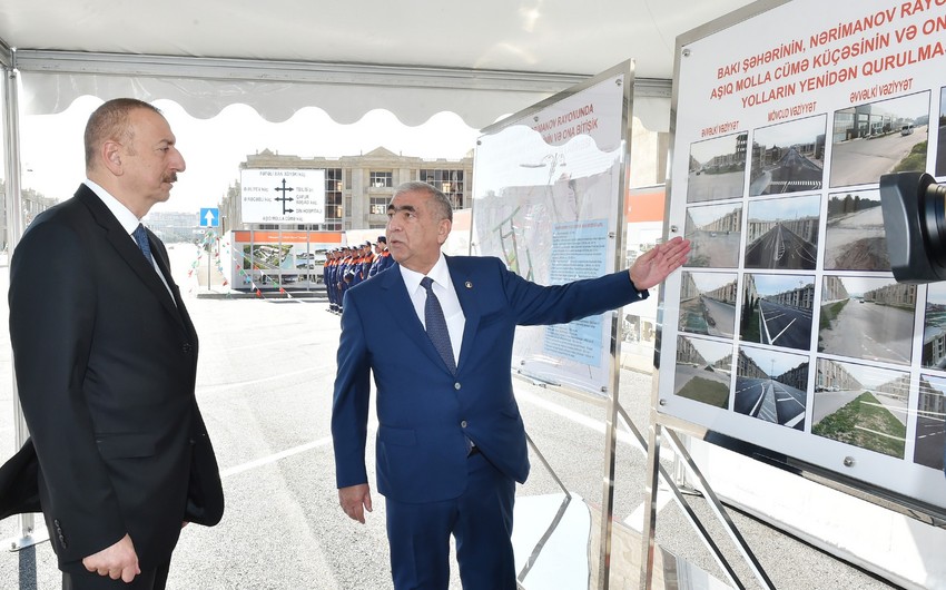 Президент Ильхам Алиев принял участие в открытии реконструированной в Баку улицы Ашуга Моллы Джумы