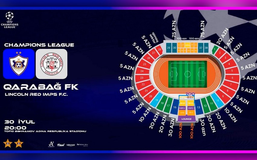 Лига Чемпионов УЕФА: Билеты на матч Карабах - Линкольн поступят в продажу завтра