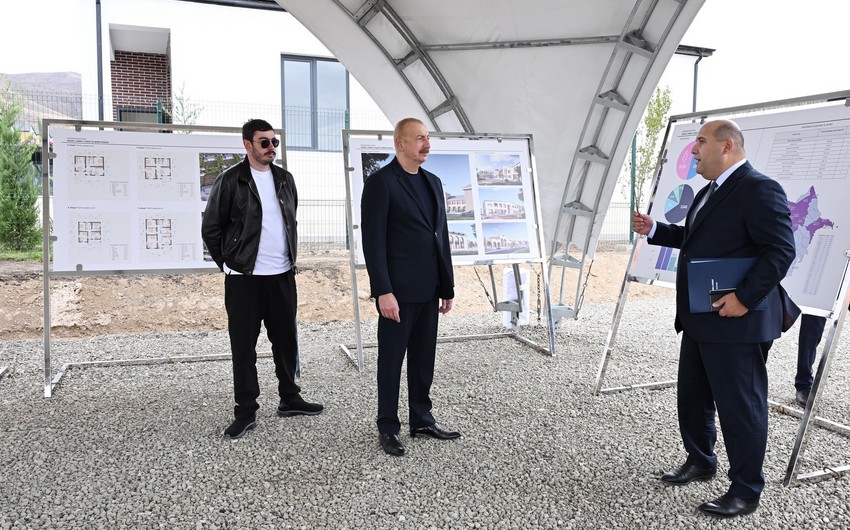 President Ilham Aliyev reviews restoration work in Khydyrli Village, Aghdam