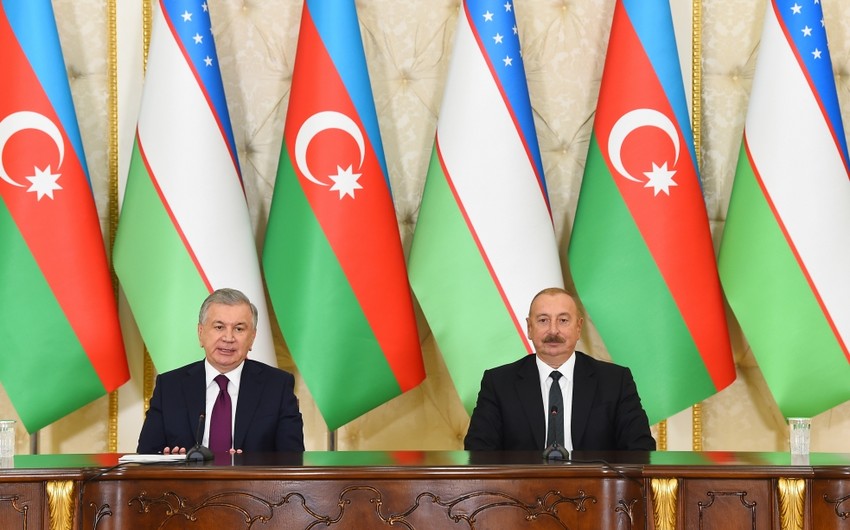 Presidents of Azerbaijan and Uzbekistan make press statements