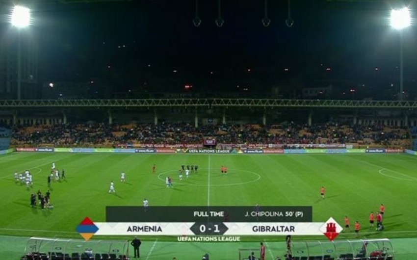 Сборная Гибралтара одержала первую в истории победу в официальном матче, обыграв Армению