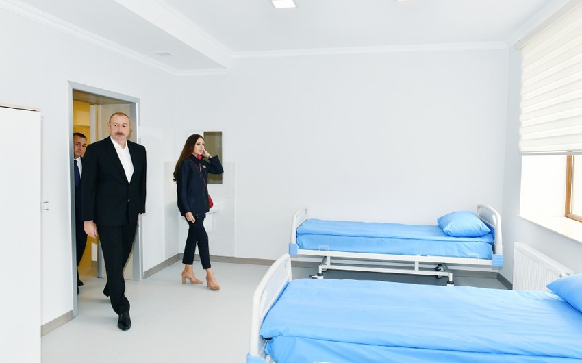 President Ilham Aliyev views conditions created at Maternity Home and Children’s Polyclinic of Salyan District Central Hospital