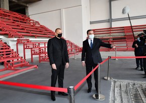 Ilham Aliyev views progress of construction work at Ganja Sports Palace