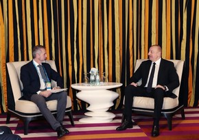 President of Azerbaijan Ilham Aliyev meets with Chairman of Board of Directors of Indra in Munich