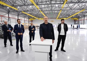 President Ilham Aliyev inspects progress at Aghdam Industrial Park and attends inauguration of new plants