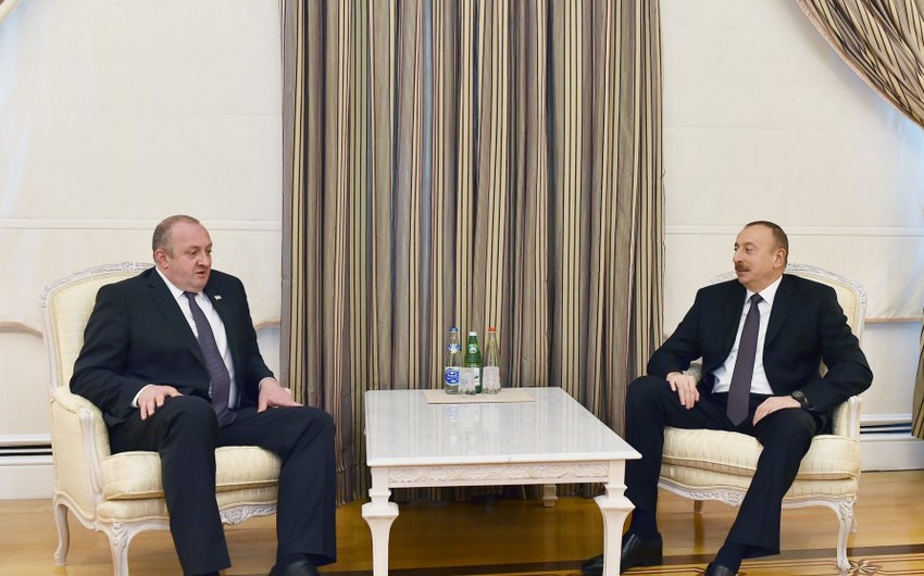 Azərbaycan Prezidenti İlham Əliyev Gürcüstan Prezidenti Giorgi Marqvelaşvili ilə görüşüb