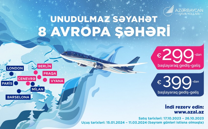 AZAL presents special offer from Baku to 8 European cities