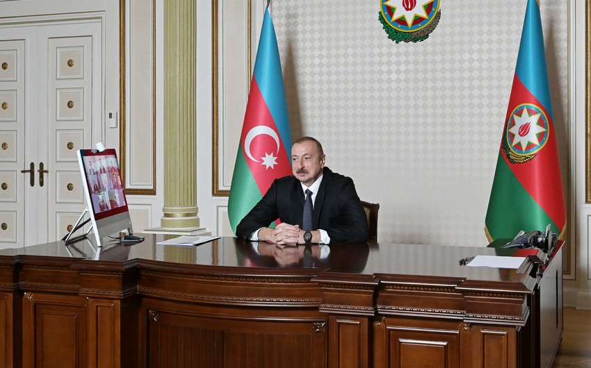 Ilham Aliyev holds videoconference with Microsoft Vice-President