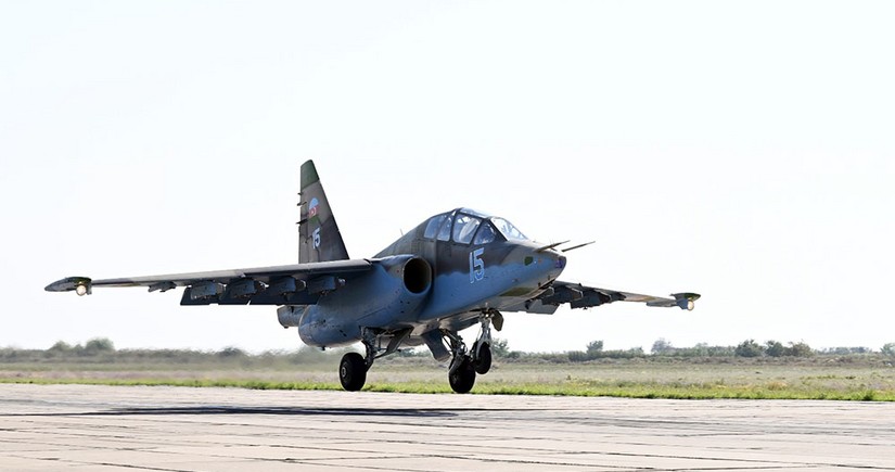 Azerbaijan Air Force aircraft conduct training flights