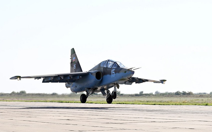 Azerbaijan Air Force aircraft conduct training flights