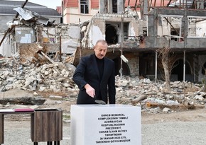 Azerbaijani leader lays foundation of Ganja Memorial Complex