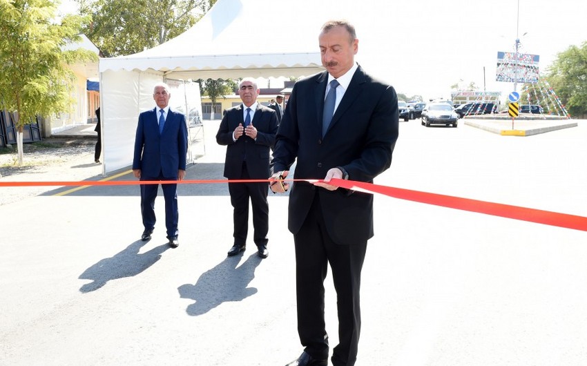 Президент Ильхам Алиев открыл автомобильную дорогу Худат-Ялама-Зухулоба