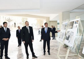 President Ilham Aliyev views construction of Majestic Palace hotel in Ganja