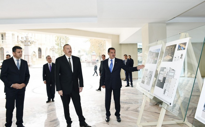 President Ilham Aliyev views construction of Majestic Palace hotel in Ganja