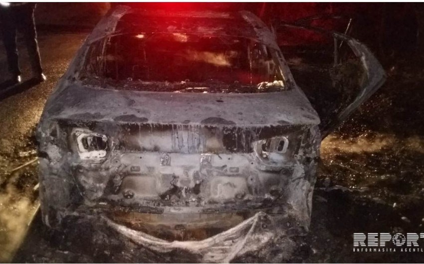 Kürdəmir rayonunda avtomobil yanıb - FOTO