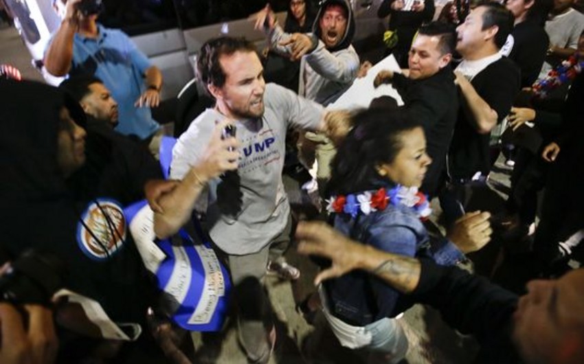 Donald Trump's protesters and supporters clash in California - VIDEO