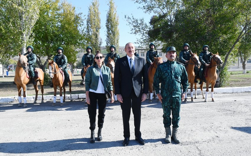 Президент Ильхам Алиев принял участие в открытии новой воинской части ГПС в Губадлы