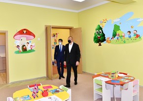 President Ilham Aliyev inaugurates 200-seat orphanage-kindergarten in Naftalan city