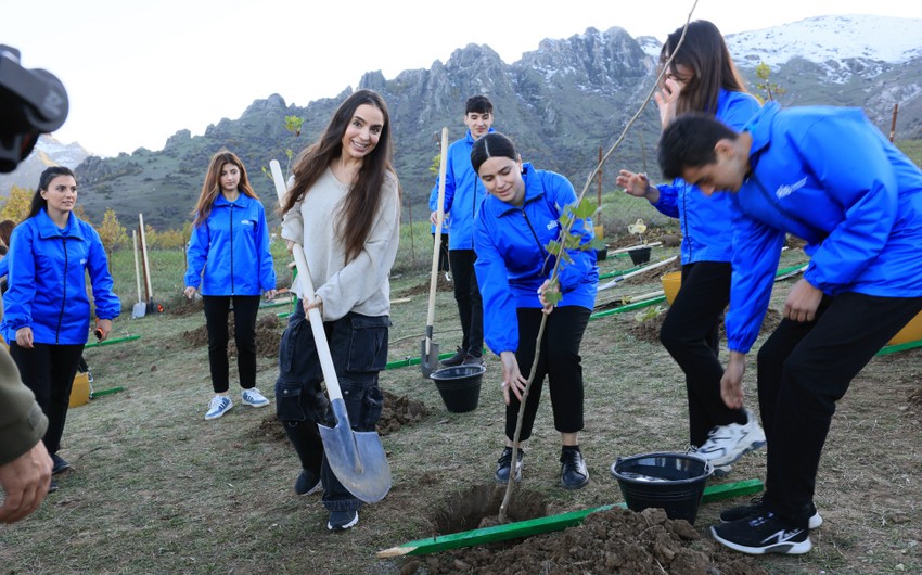 Vice-President of Heydar Aliyev Foundation Leyla Aliyeva participates in tree-planting campaign in Lerik 