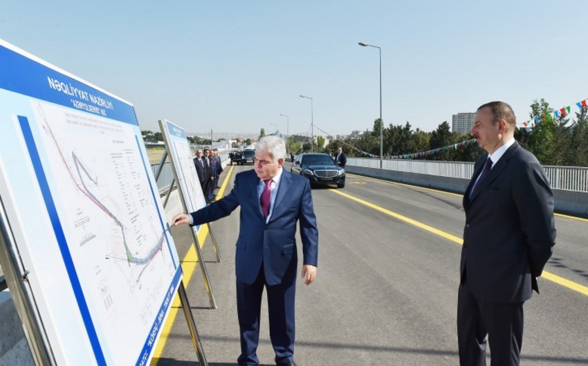 Ilham Aliyev attends opening of bridge connecting Baku ring road in area of International Bus Station