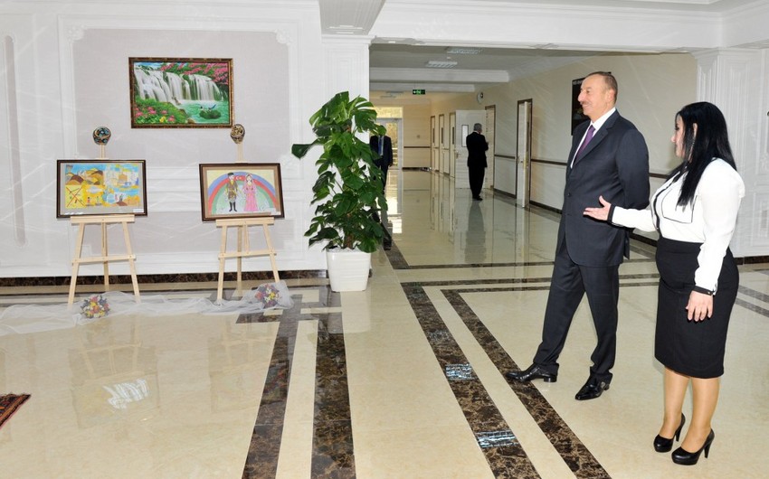 President Ilham Aliyev reviews school No. 148 after repair and reconstruction in Baku