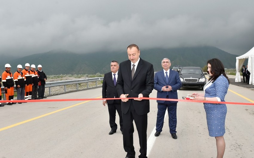 President Ilham Aliyev attended the opening of Mughanli-Yevlakh section of Baku-Shamakhi-Yevlakh highway
