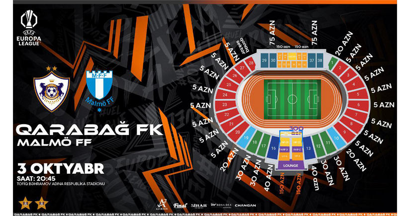 Лига Европы УЕФА: Билеты на матч Карабах - Мальме поступят в продажу сегодня