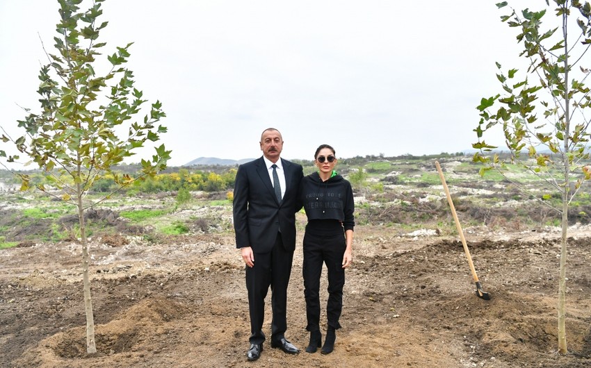 Президент Ильхам Алиев и первая леди Мехрибан Алиева посетили Физули