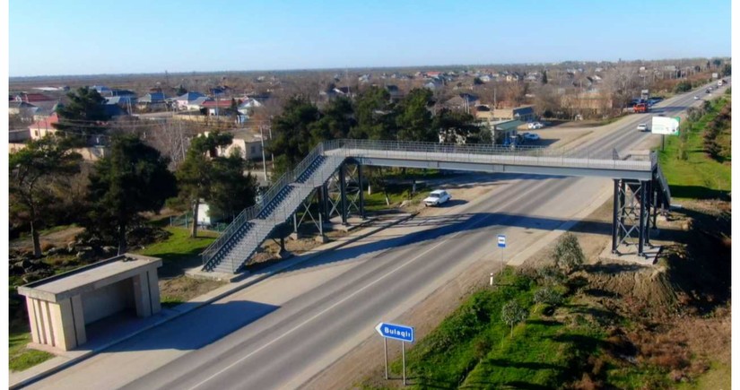 Sabirabadda yeni yerüstü piyada keçidinin inşası yekunlaşıb